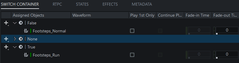 Le Switch container dans Wwise pour les footsteps