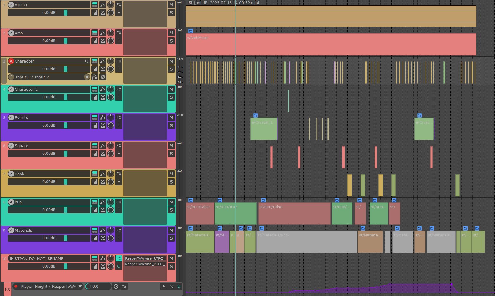 Une session de Reaper utilisant ReaperToWwise